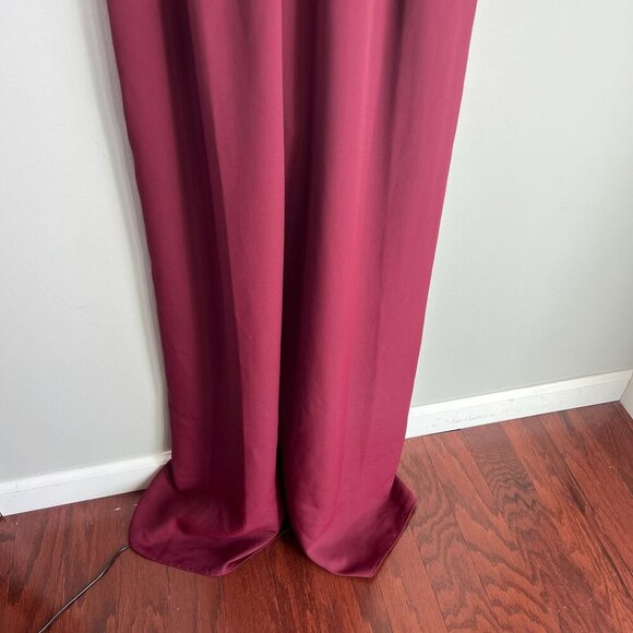Vince Camuto Womens Chiffon Wide Leg Jumpsuit SMALL Crisp Merlot Flutter Sleeve - Picture 10 of 14